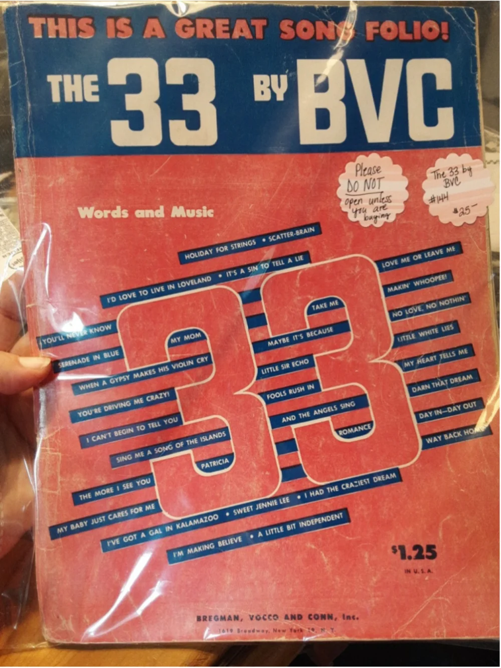 Vintage sheet Music The 33 by BVC This is a great song folio Words & Music